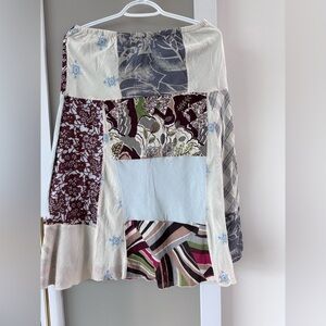 American Eagle Outfitters White and Blue Asymmetrical A-Line Skirt